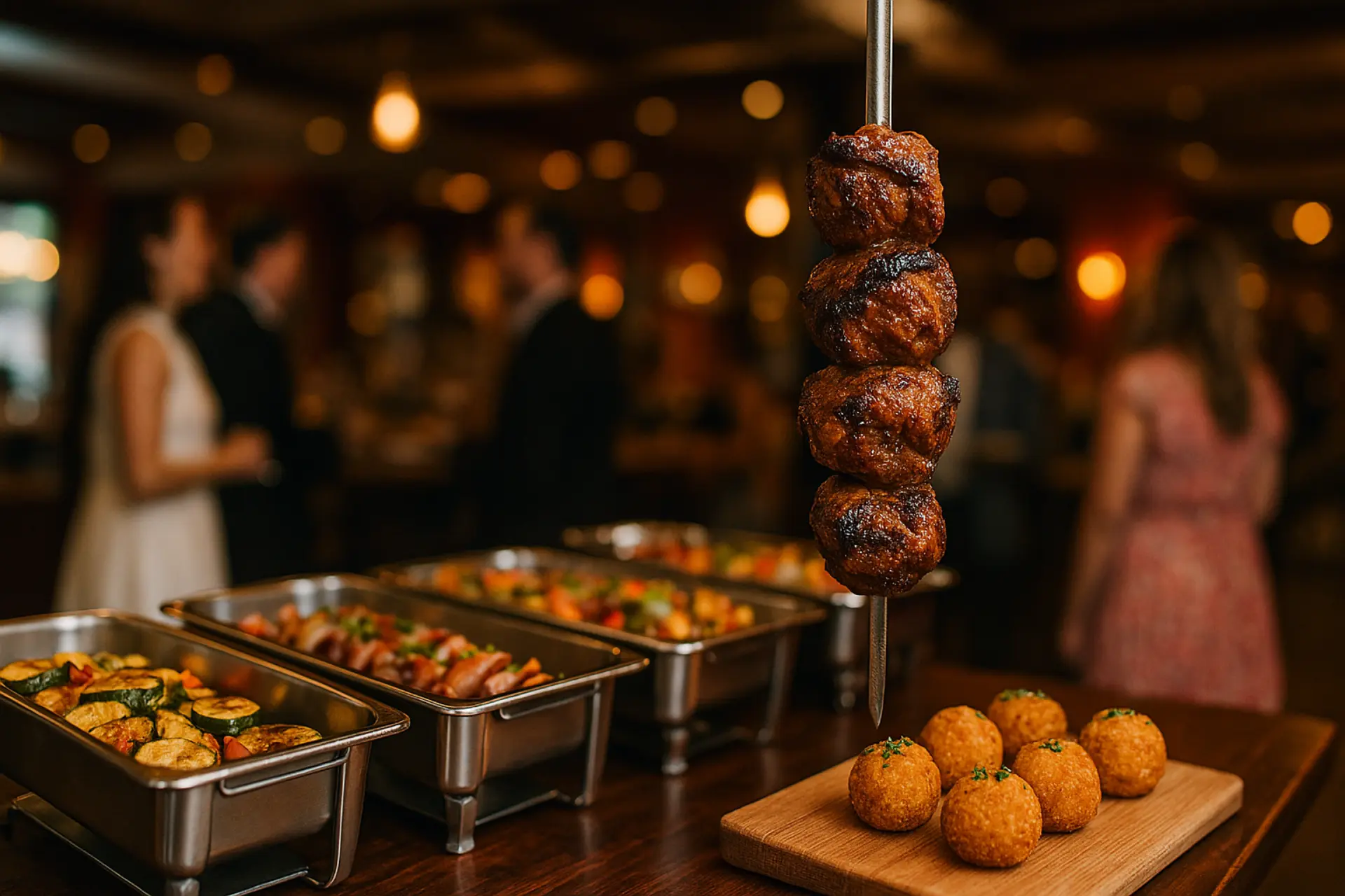 Photo of Meat on a stick being served at an event at Pampas Las Vegas